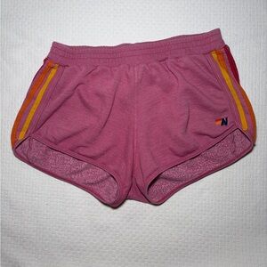 Aviator Nation Pink Shorts Rainbow Stripes